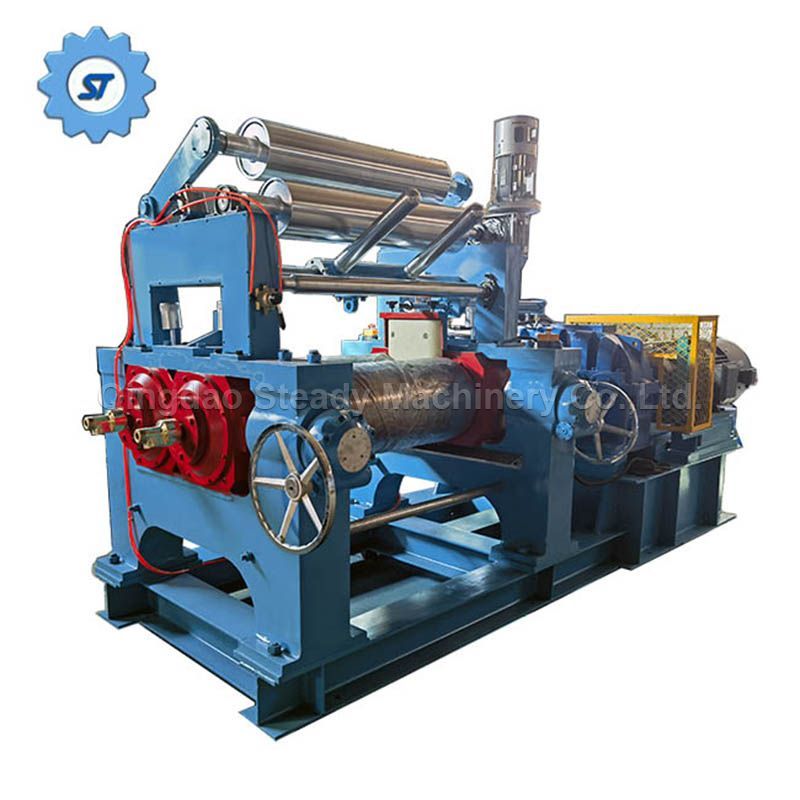 PLC Control Hard Tooth Bearing Type Rubber Two Roller Mixer Mixing Mill With Blender