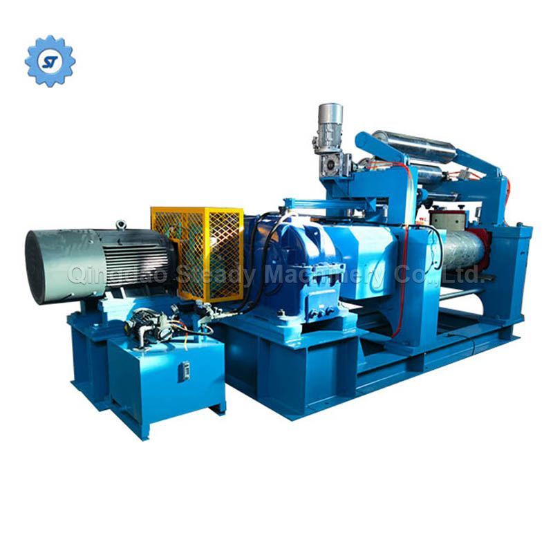 PLC Control Hard Tooth Bearing Type Rubber Two Roller Mixer Mixing Mill With Blender