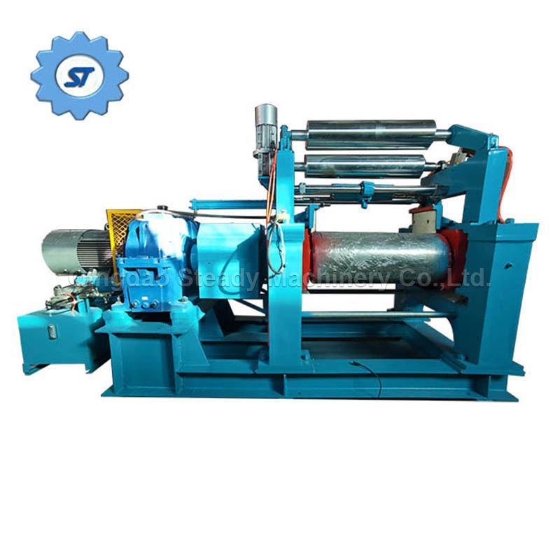 PLC Control Hard Tooth Bearing Type Rubber Two Roller Mixer Mixing Mill With Blender